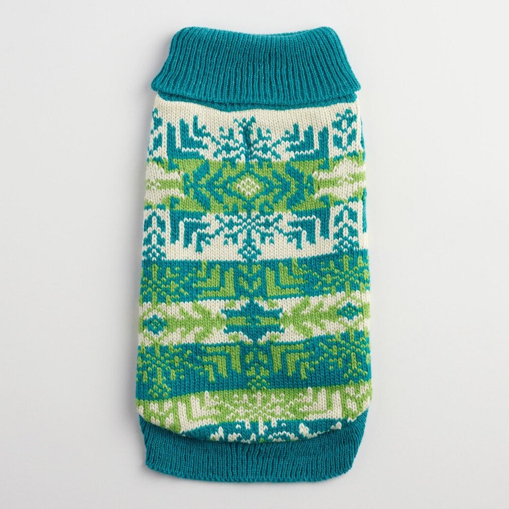 NWT size SMALL dog NEW sweater WORLD MARKET knit pet fair isle teal warm cute